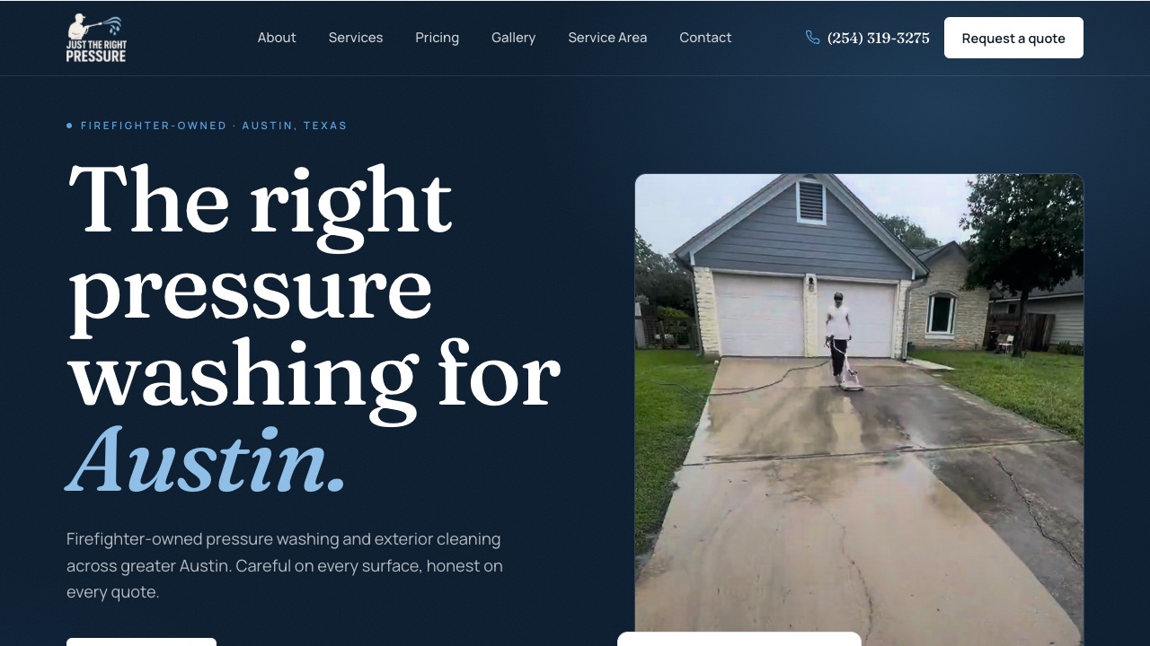 Just The Right Pressure website by M Studio